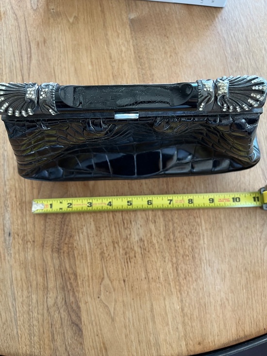 Gorgeous Vintage Helene Arpels Alligator Handbag 10% OFF | eBay Vintage Hélène Arpels Black Alligator Clutch | Rhinestone Frame | 1980s Luxury